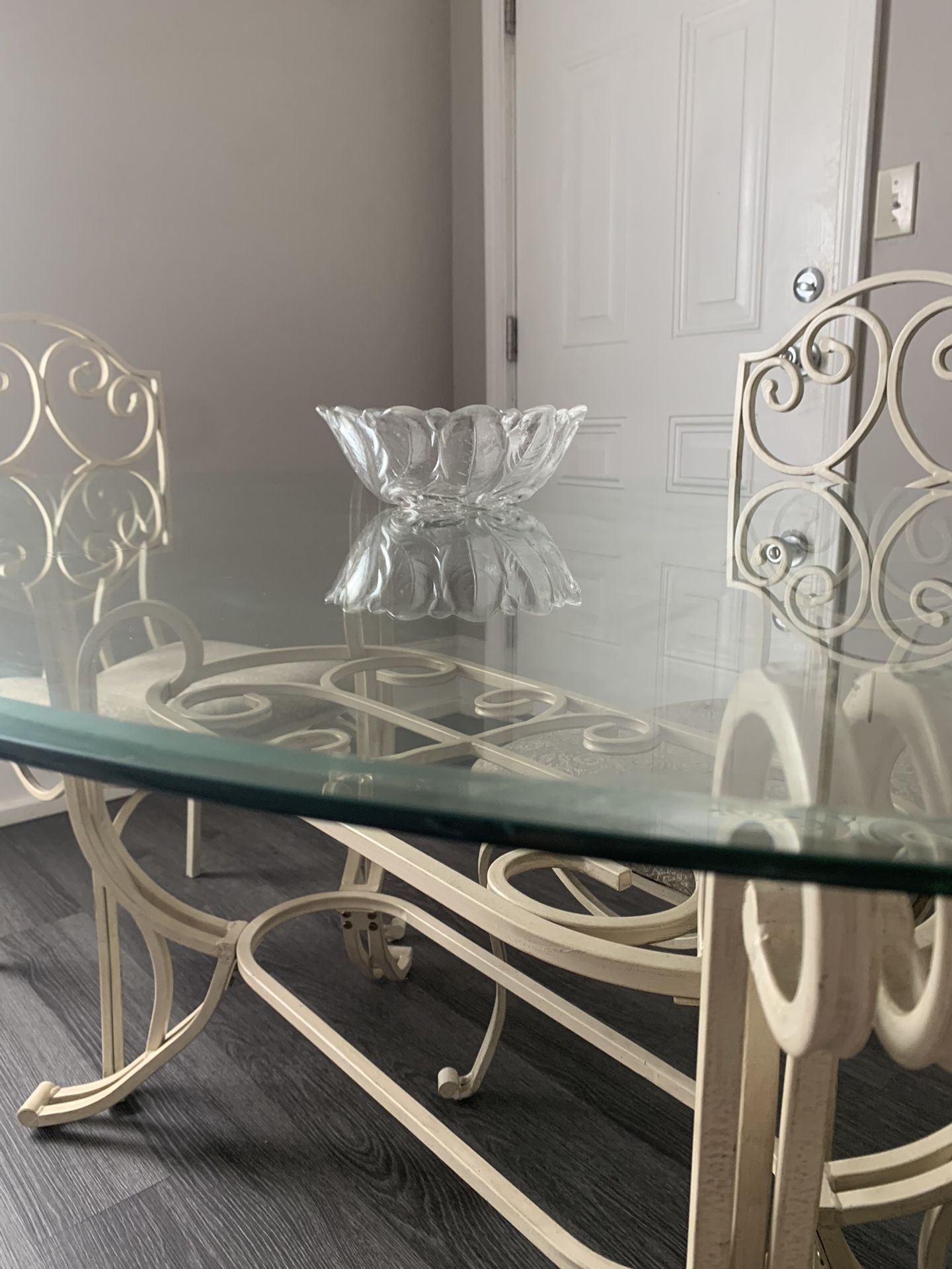 Glass Table With Three Chairs