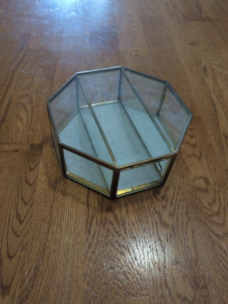 Gold And Glass Octagon Jewelry/Storage Boxes