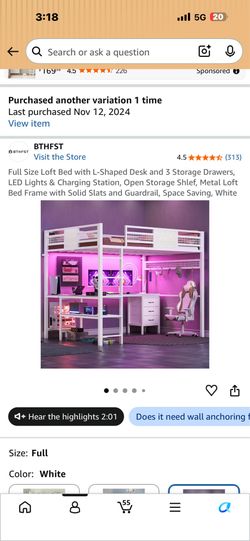 Loft bed with desk