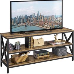 Industrial TV Stand for TV up to 65 inch, 55" TV Cabinet with 3 Tier Storage Shelves for Living Room, Entertainment Center TV Console Table with Metal