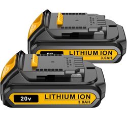 LONG FIT Replace for DEWALT 20V MAX Battery Pack, 3.0-Ah, 2-Pack, Compatible with Dewalt DCB200  6R5