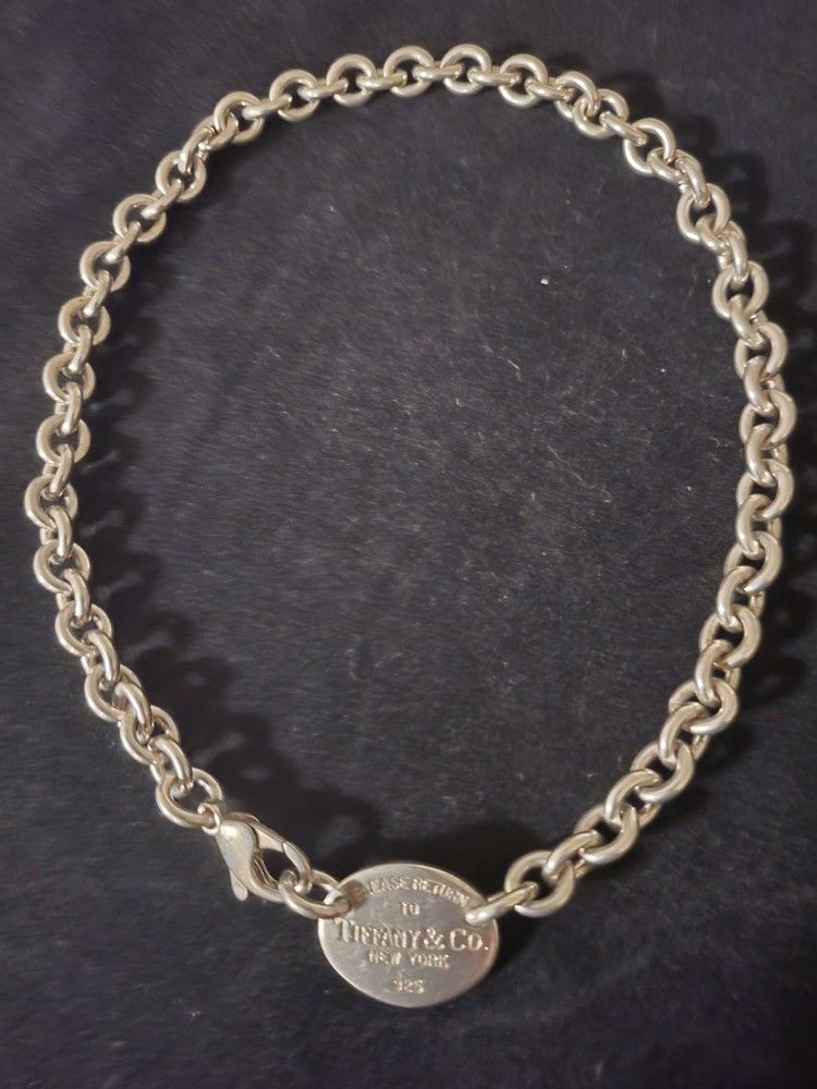 Tiffany & Co 925 Silver Choker Necklace w/ Pendant