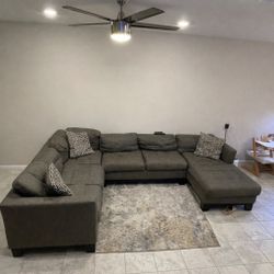 3 Piece Sectional With Chaise Pillows and Rug Jerome’s West Elm Living Spaces Cb2 