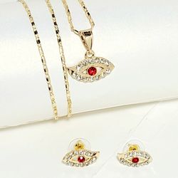 14k Gold Plated Red Evil Eye 