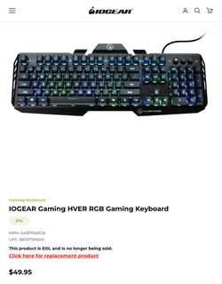 IOGEAR HVER RGB ALUMINUM GAMING KEYBOARD