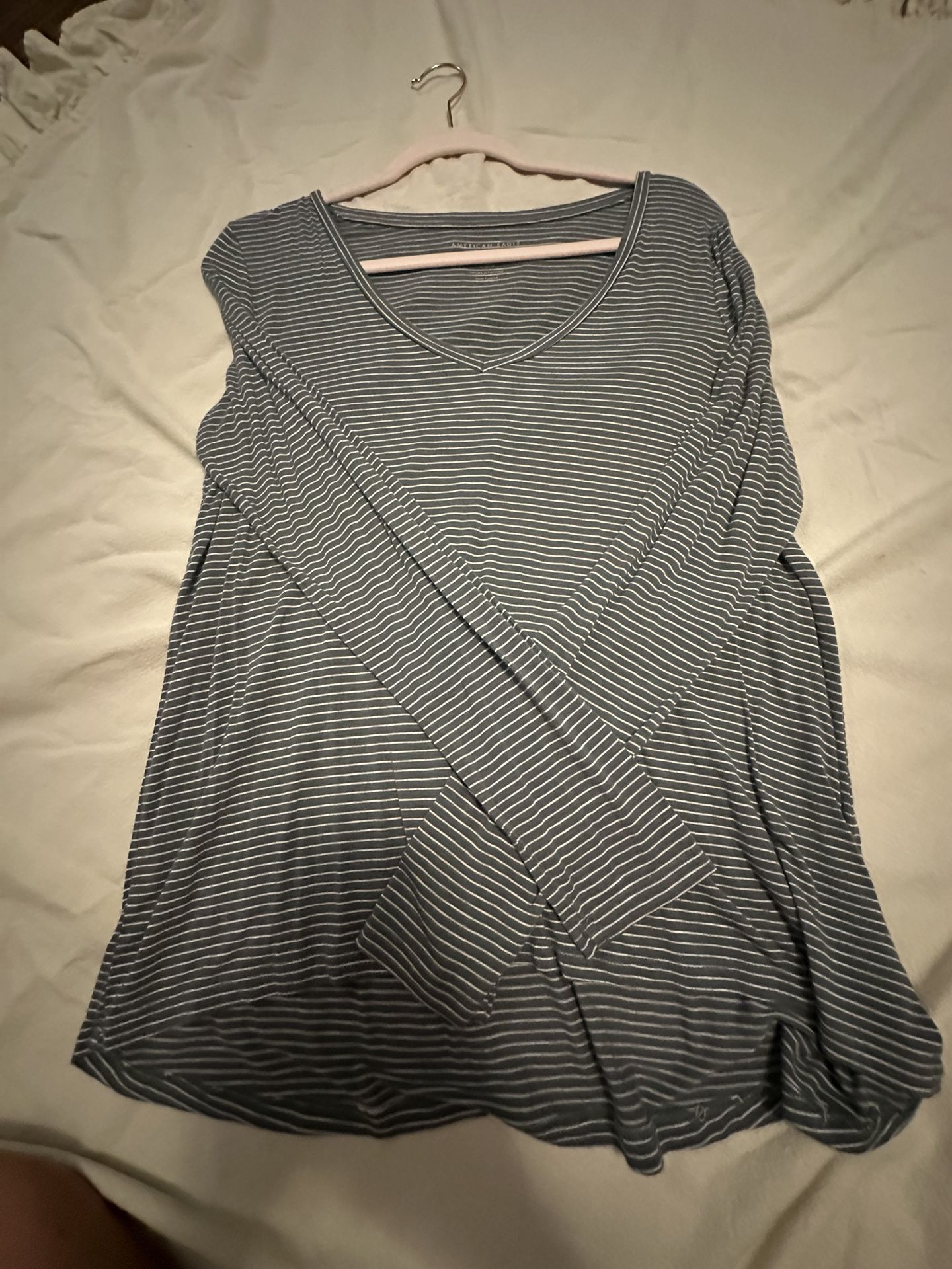 Striped American Eagle Long Sleeve Tee Size M