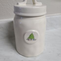 Magenta Big M Christmas Tree Canister Older Mark Christmas Holiday 6.5"