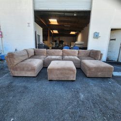 Free Delivery! 7 Piece Modular Sectional Sofa Couch With Two Ottomans