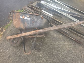 Wheelbarrow bucket and hardware.