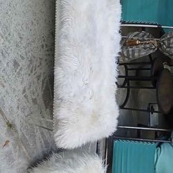Authentic Mongolian sheepskin bench and ottoman prices for both