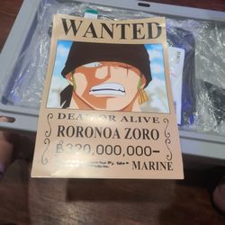 Wanted Dead Or Alive RORONOA ZORO Marine Anime Poster One Piece Manga Series