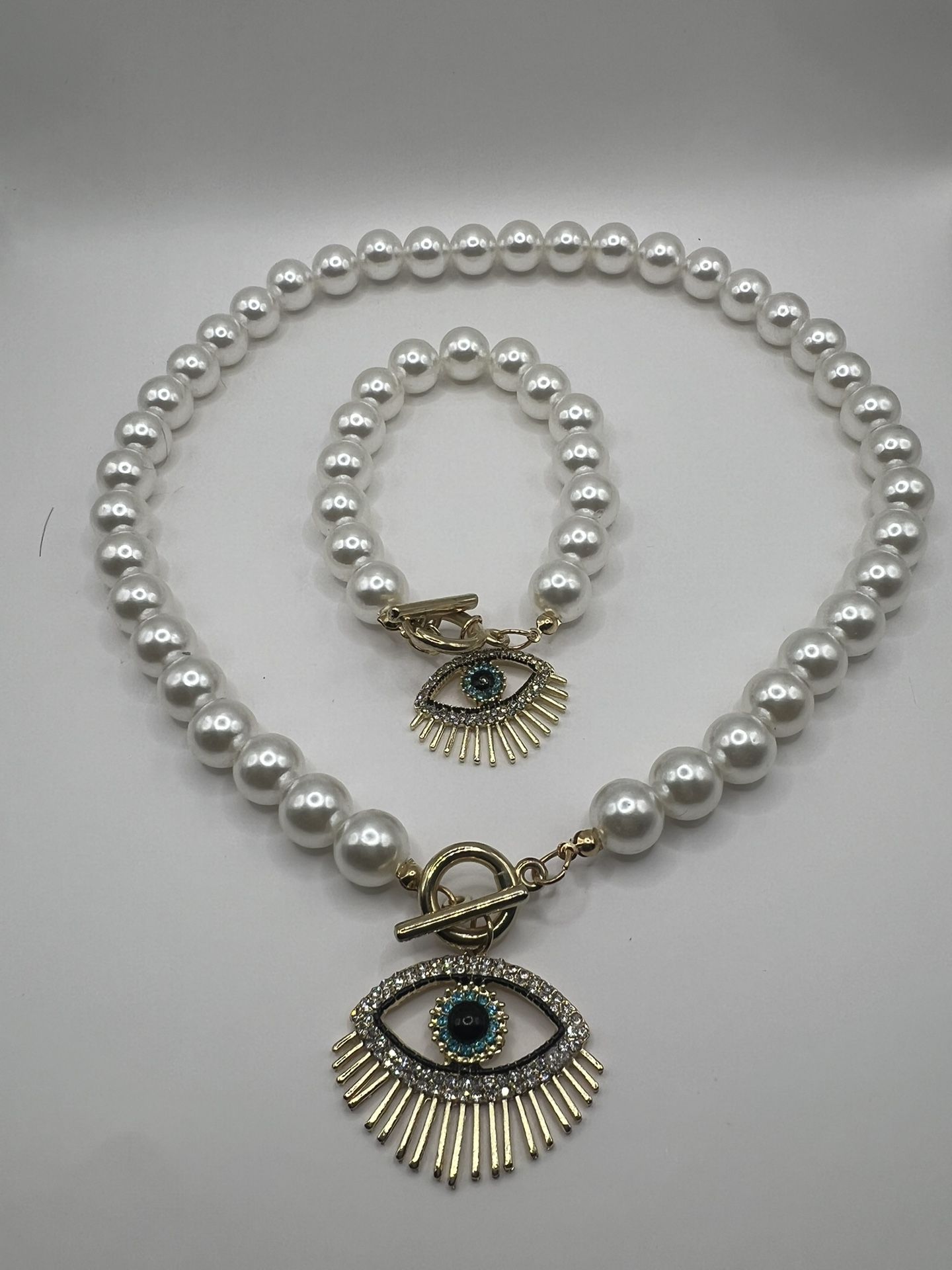 Evil Eye Necklace And Bracelet Set