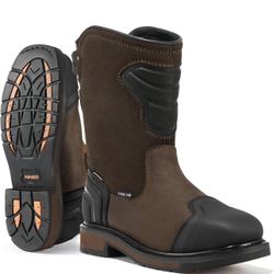 NINGO Steel Toe Work Boots for Men, Waterproof Safety Boots with All-Around Protection, Mens Square Toe Construction Boots with Slip Resistant & EH Pr