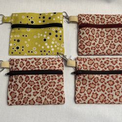 Small Fabric Zipper Pouch, Coin Card Pouch, Purse Organizer, Ear Buds Pouch.  Many Designs For Adults Or Children. 