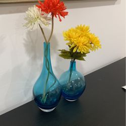 Blue glass flower Vase