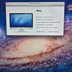 27 inch iMac 3.4Ghz i7 8GB RAM 250GB Sata HD. **READ DESCRIPTION**