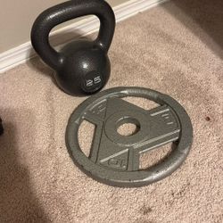 25lbs Kettebell And 10lbs Plate