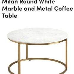 Milan Round White Marble And Metal Coffee Table