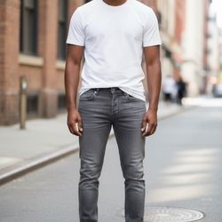 mnml Zip-Hem Stretch Jeans — Size 34 — Charcoal Grey