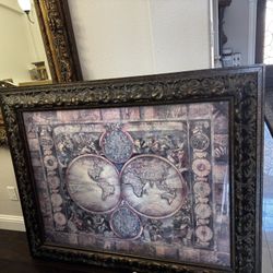 Antique World Map Picture Frame