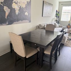 Dining Table Set – 4 Chairs + bench + pull out piece