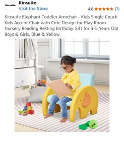 New. Kinsuite Elephant Toddler Armchair - Kids Single Couch Kids Accent Chair with Cute Design for Play Room Nursery Reading Resting Birthday Gift for