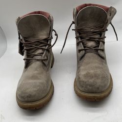 Timberland Premium Lace Up Boots Medium Grey Nubuck A1973 Women's Size 9.5 M