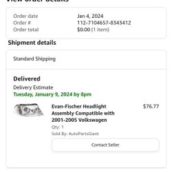 VOLKSWAGON HEADLIGHT ( PASSENGER)