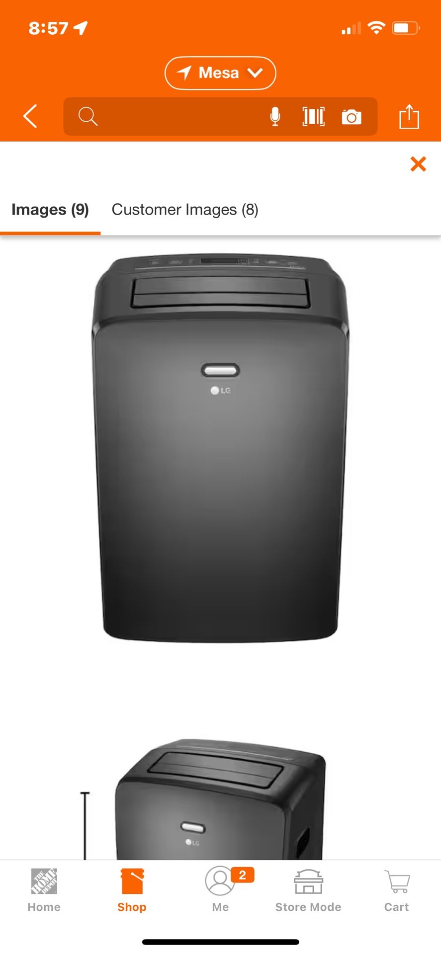 LG 8,000 (DOE) BTU 115-Volt Portable Air Conditioner Cools 350 Sq. Ft. with Dehumidifier and Wi-Fi in Gray New 295$ Pick up Phoenix 43rd ave and Indi