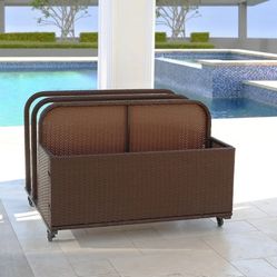 Barton Pool Storage, Pool Toy Storage with PE Rattan Pool Float Organizer For Cushions, Floaties, Noodles, Life Vests, Beach Balls, Patio Furniture