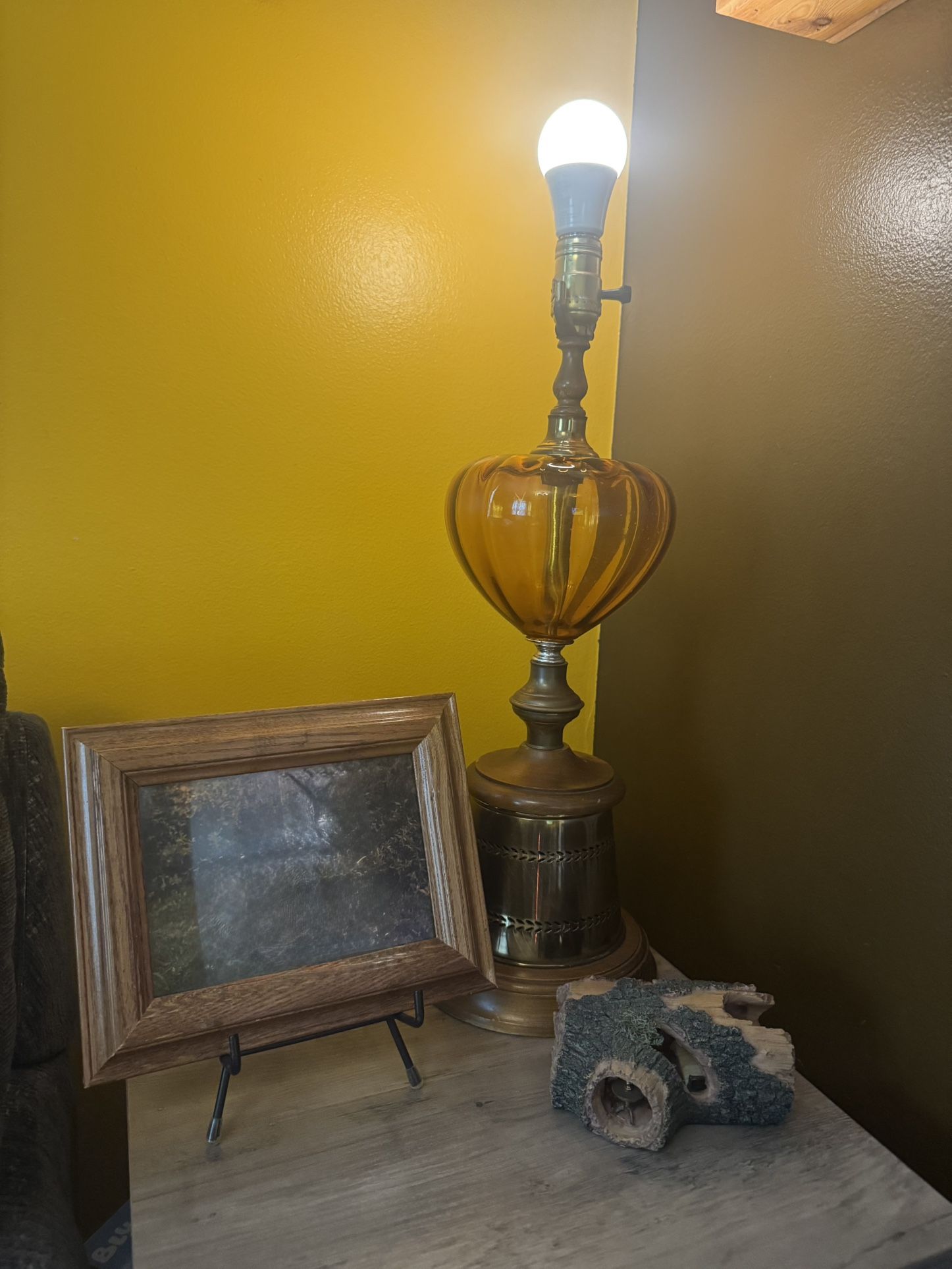Vintage Amber Globe Table Lamp