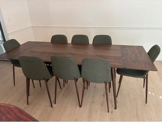 9 Piece Dining Table Sage Green Chairs