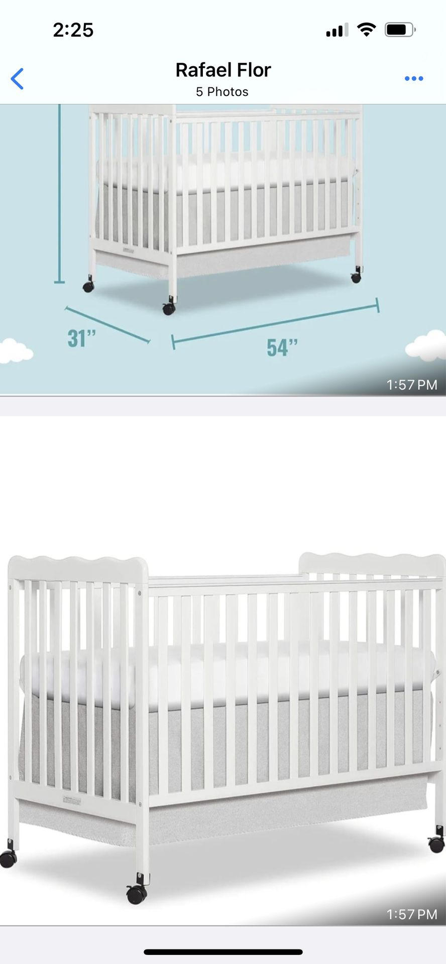 Baby Crib And Mattress $60 With Waterproof Cover 