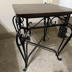 Wood and Wrought Iron accent Table (Two) 