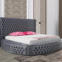 Dior Grey Velvet King Storage Platform Bed

