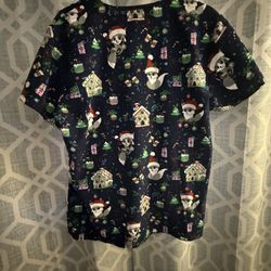 Christmas Print Scrub Top – G7