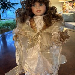 Vtg. 16” Porcelain Christmas Angel Doll