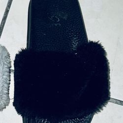 black Fluffy Sandals size 7  $5 