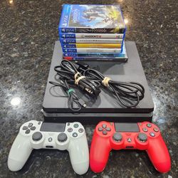 Ps4 Slim Series1TB Console Model CUH-2115B with 2 controllers/7 games/ Hdmi/Power Cord/Charge cable.