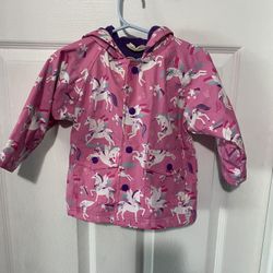 Hatley pink Girls Unicorn Raincoat toddler Sz 12-18 months Great condition  Fully lined and warm