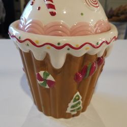 Candy Cupcake Christmas Cookie Jar