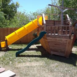 Pirate Ship Clubhouse Solid Wood Outdoor Playhouse 