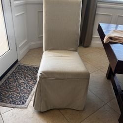 6 Slipcover Chairs White 