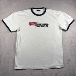 Vintage Y2K Quiksilver Men’s L White Boarding Ringer T Shirt Surf Skate #11A