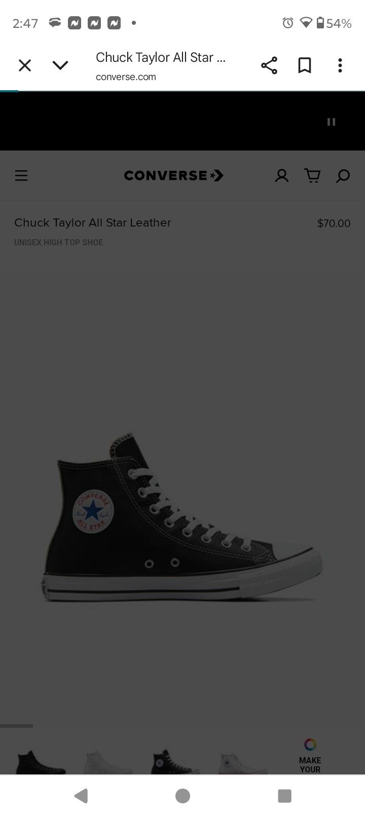 Brand New Never Wore Black Leather Converse