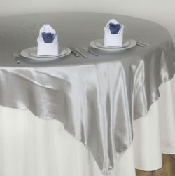 Silver Satin table overlay Tablecloth Table Decor New! 60” new!