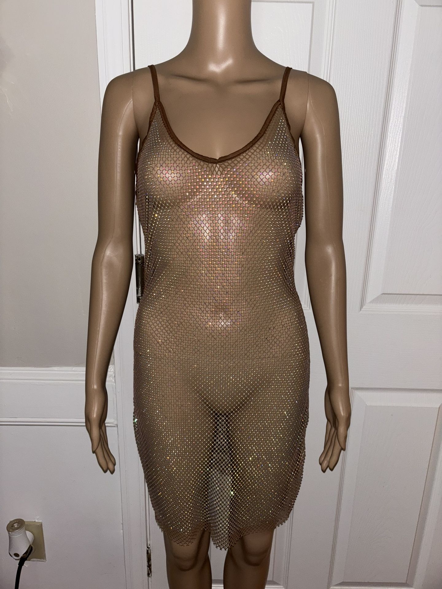 Brown Rhinestone Dress