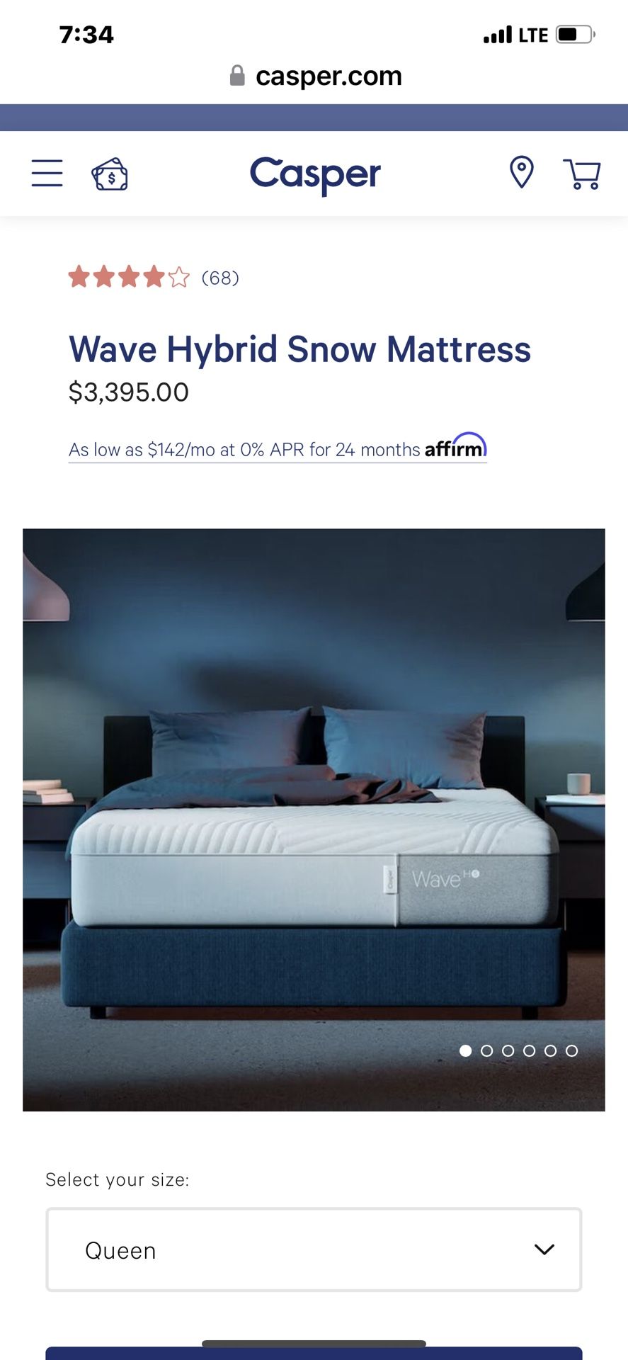 Casper Hybrid Snow Cali King Mattress