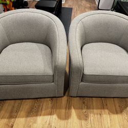 Room & Board Modern Swivel Barrel Chairs (Pair) - Excellent Condition