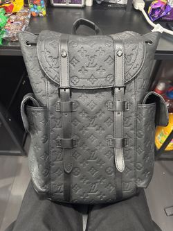 Black Embossed Leather Backpack – Designer Style – Like New